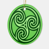 Celtic Tris Pattern, Limoen and Dark Green Keramisch Ornament (Links)