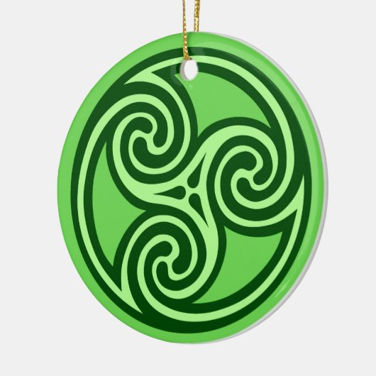 Celtic Tris Pattern, Limoen and Dark Green Keramisch Ornament (Links)