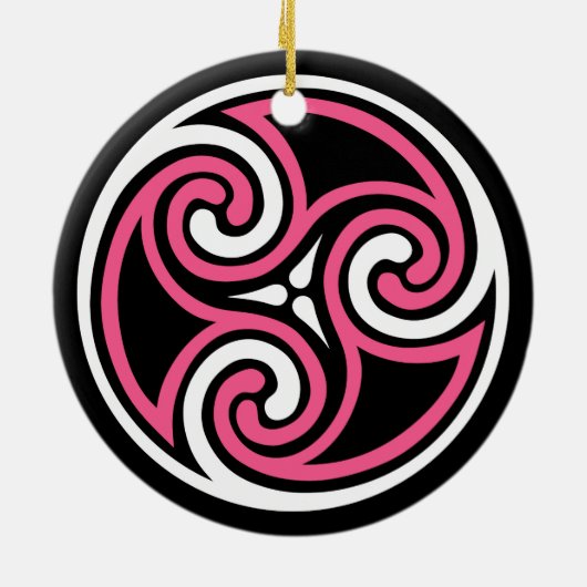 Celtic Trisemmertern, Fuchsia Black en White Keramisch Ornament (Achterkant)