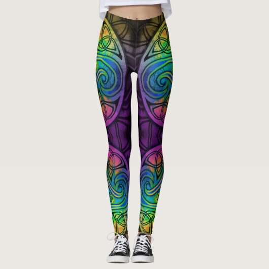 Celtic Triskele bunte Leggings (Voorkant)