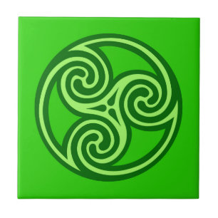 Celtic Triskele Ornament, Limoen & Smaragdgroen Tegeltje