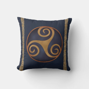 Celtic Triskelion (blauw) Aangepast Kussen