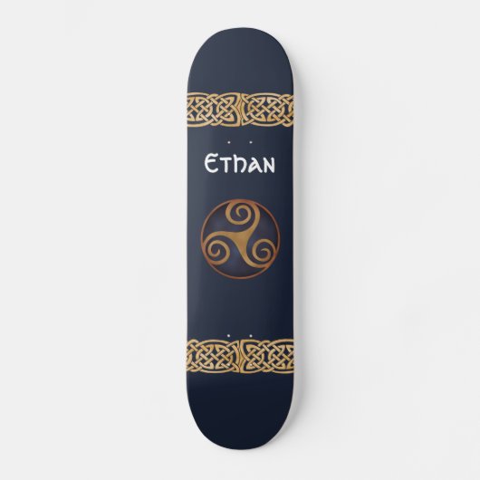 Celtic Triskelion (blauw) Aangepast Skateboard (Voorkant)