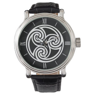 Celtic TrisWhite Ornament, Black and Watch Horloge