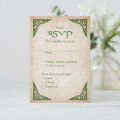Celtic Viking Fantasy Wedding RSVP Kaartje (Staand voorkant)