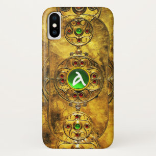 CELTIC WARRIOR SHIELD EMERALD RUBY GEM MONOGRAM iPhone X HOESJE