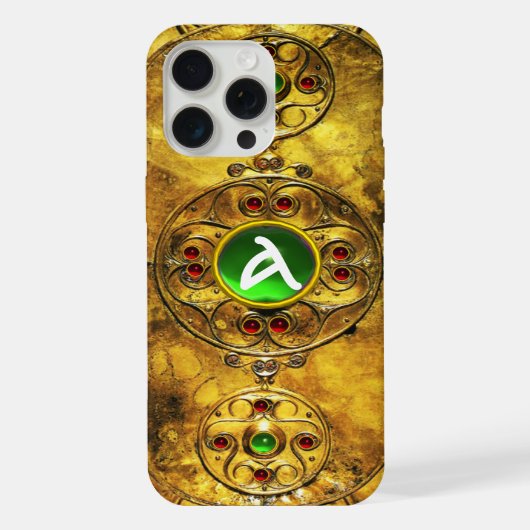 CELTIC WARRIOR SHIELD EMERALD RUBY GEM MONOGRAM iPhone HOESJE (Achterkant)