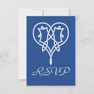 Celtic Weave Hartjes in Blau RSVP Kaart
