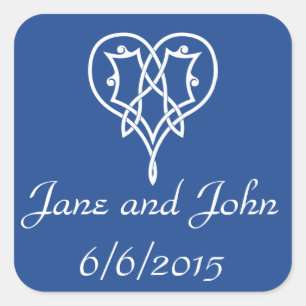 Celtic Weave Hearts in Blauwe Sticker