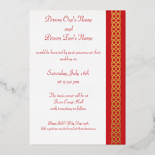 Celtic Weave Hearts in Cherry Folie Invitation Uitnodiging