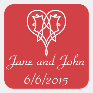 Celtic Weave Hearts in Cherry Sticker