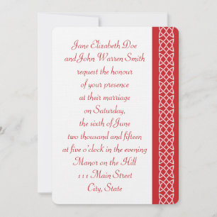 Celtic Weave Hearts in Cherry Wedding Invitation Kaart