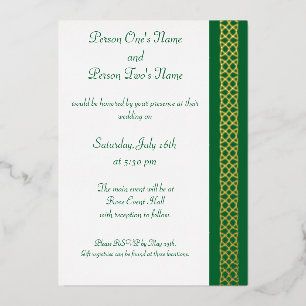 Celtic Weave Hearts in Green Folie Invitation Folie Uitnodiging