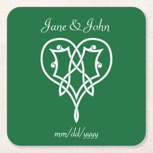 Celtic Weave Hearts in Groenboek Onderzetter