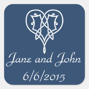 Celtic Weave Hearts in Navy Sticker