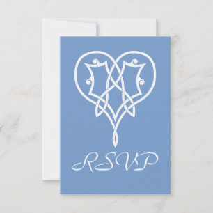 Celtic Weave Hearts in Periwinkle RSVP-kaart RSVP Kaartje