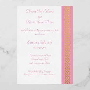 Celtic Weave Hearts in Petal Pink Folie Invitation Folie Uitnodiging