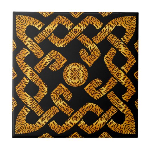 Celtic Weave Tiger Pattern Tegeltje (Voorkant)