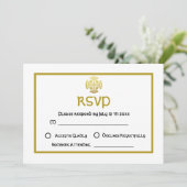 Celtic Wedding Faux Gold Celtic Knot Cross RSVP Kaart (Staand voorkant)