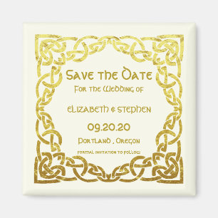 Celtic Wedding Faux Gold Celtic Knot Save the date Magneet