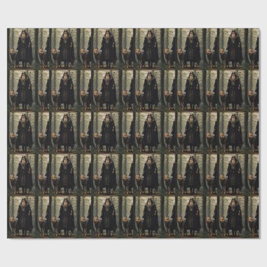 Celtic Wizard en Wolf Canvas Afdrukken Cadeaupapier (Vlak)