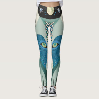 Celtic Wolf Eyes Leggings met Volle Maan & Sterren