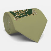 Celtic Wolf - Groene achtergrond Stropdas (Opgerold)