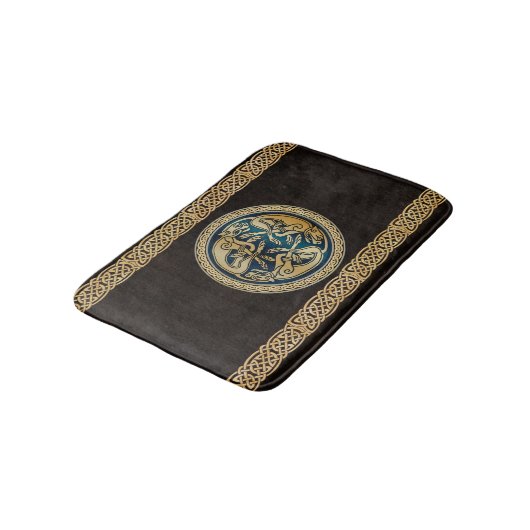 Celtic Wolf Knotwork Triad Badmat (Gekanteld)