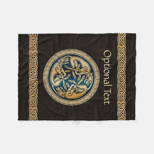 Celtic Wolf Knotwork Triad Fleece Deken (Voorkant (Horizontaal))