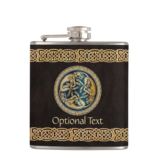 Celtic Wolf Knotwork Triad Heupfles (Voorkant)