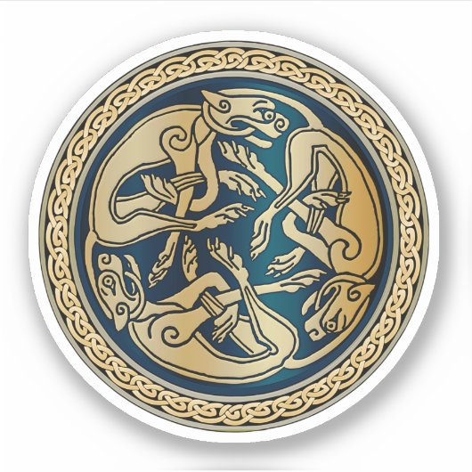 Celtic Wolf Knotwork Triad Sticker (Voorkant)