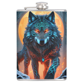 Celtic Wolf Moonlit Forest Heupfles