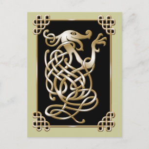 Celtic Wolf - Zwarte achtergrond Briefkaart