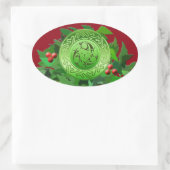 Celtic Yule Spiraal met Holly Ovale Sticker (Tas)