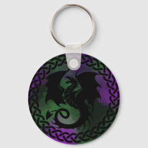CelticCircleDragonPurpleGreen Sleutelhanger