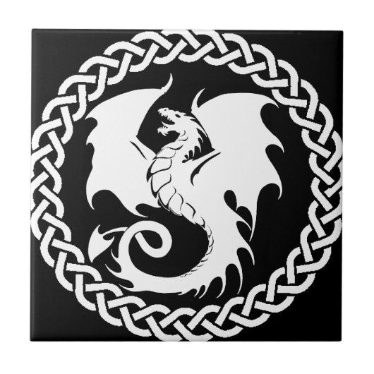 CelticCircleWhiteDragon Tegeltje (Voorkant)