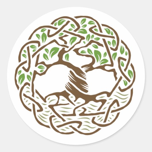 Celtische boom van leven ronde sticker (Voorkant)