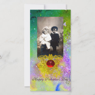 CELTISCHE HART IN VIOLET, GROENEN, GEEL GOUD FEESTDAGENKAART