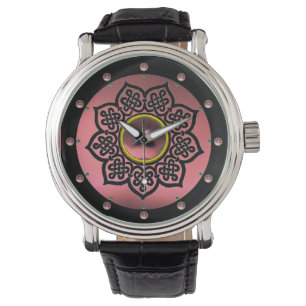 CELTISCHE KENNISSTROOM EN PINK AMETHYST GEM STONES HORLOGE