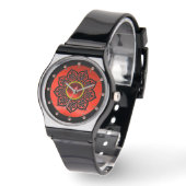CELTISCHE KENNISSTROOM EN RODE RUBY GEM STONES HORLOGE (Hoek)