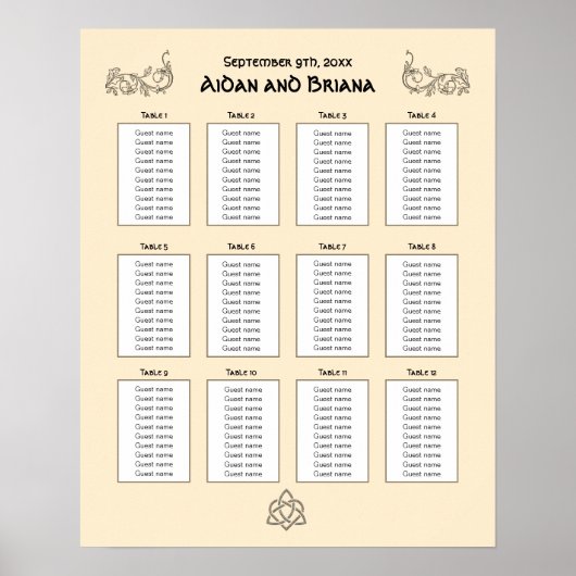 Celtische symbolen en bladbekleding 12 tabel poster (Voorkant)