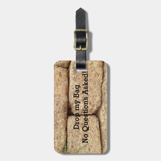 Cement Blokken met grappige boodschap Bagagelabel (Voorkant verticaal)