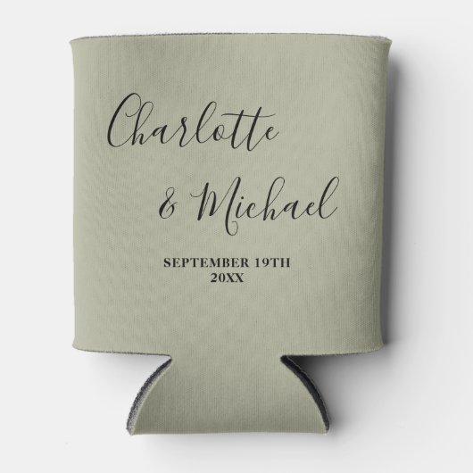 Cement Grey Script Minimalist Wedding Blikjeskoeler (Voorkant)