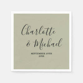 Cement Grey Script Minimalist Wedding Servet