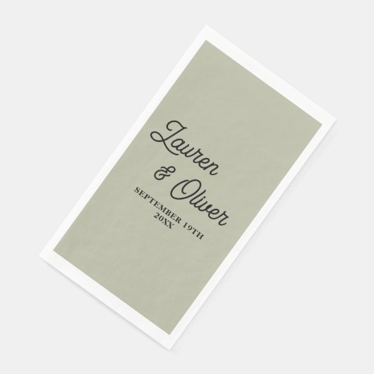 Cement Grey Script Minimalist Wedding Servet (Hoek)