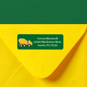 Cement Mixer Truck Green Kinder retouradres Etiket