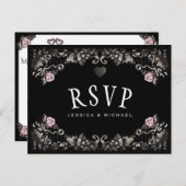 Cemetery Love MENU RSVP Halloween Mariage PostCard (Devant / Derrière)