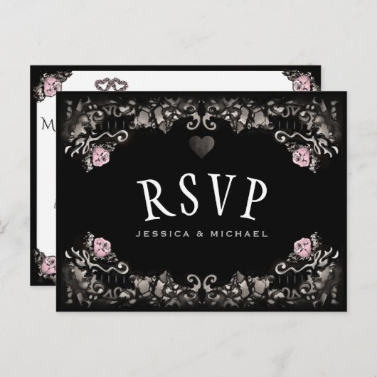 Cemetery Love MENU RSVP Halloween Mariage PostCard (Devant / Derrière)