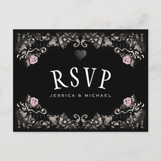 Cemetery Love MENU RSVP Halloween Mariage PostCard (Devant)