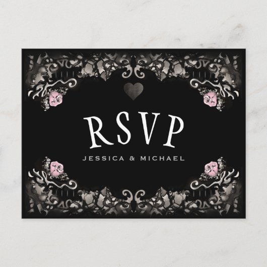Cemetery Love MENU RSVP Halloween Wedding PostCard (Devant)